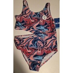 Reel Legends Girls Swim Suit 1pc - Swirls - UPF 50 - NWT